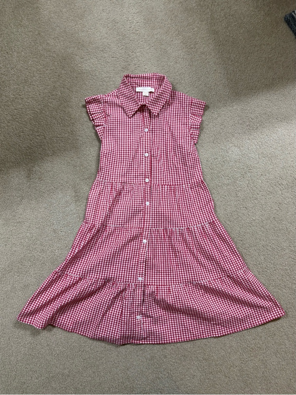 Red Gingham Button-Front Women’s Dress